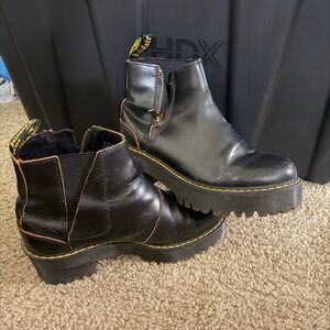 Dr. Martens Black Leather Lug Sole Women's Boots